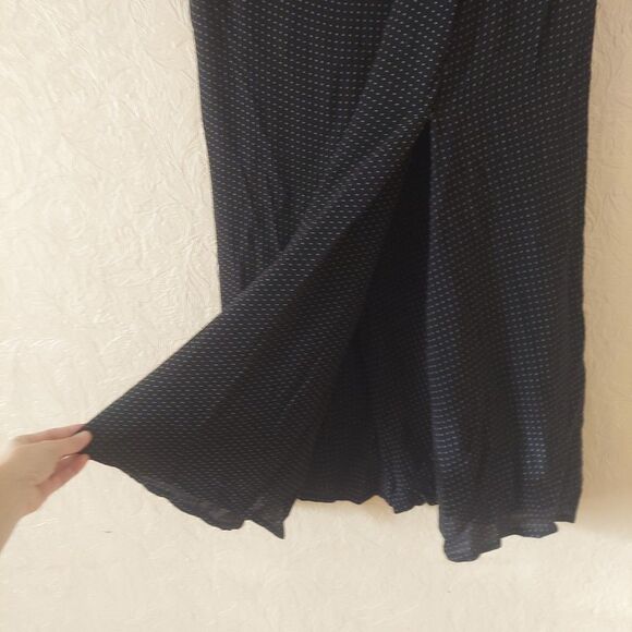 Scanlan Theodore Black W/ Dots Snap Wrap Viscose Dress Cap Sleeve Above Knee M/L - Picture 4 of 13